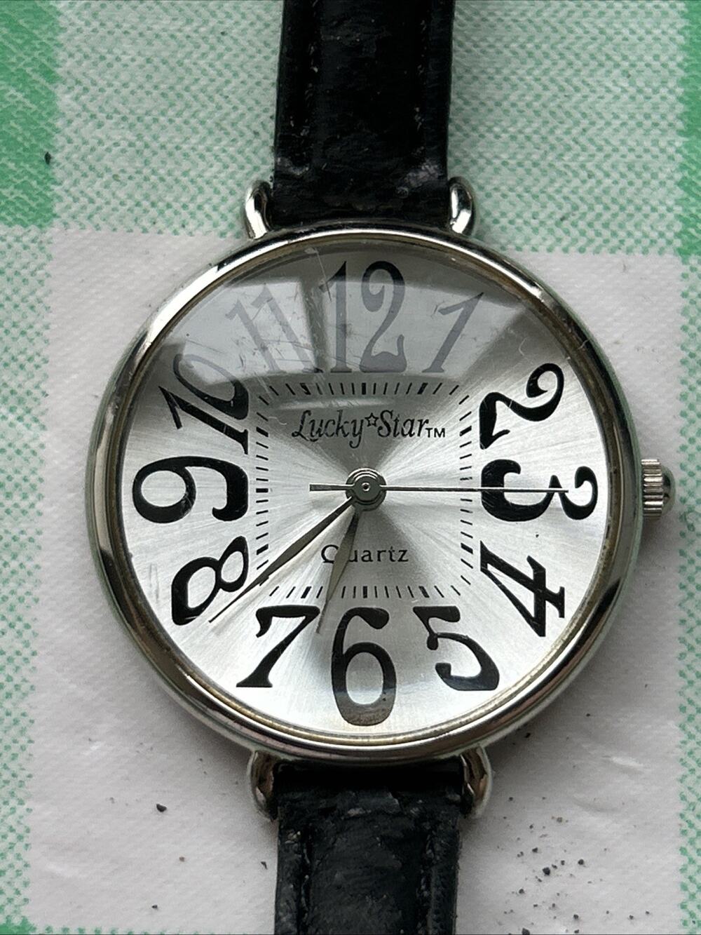 Lucky Star Silver Tone Black Band Women’s Quartz Watch